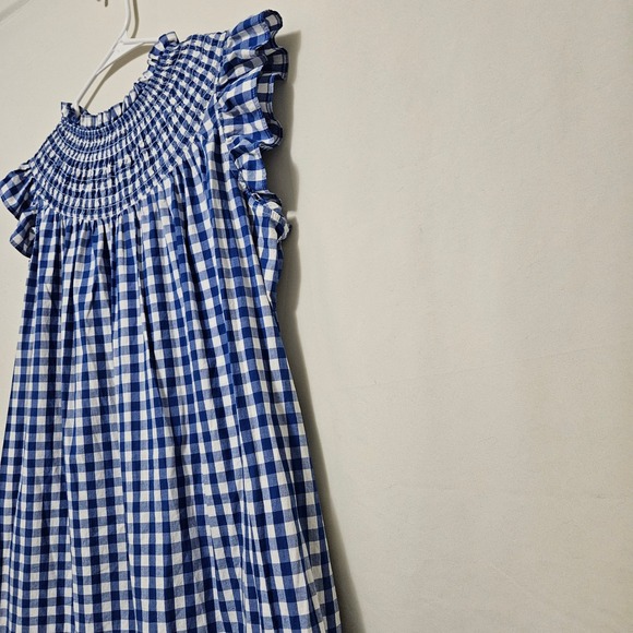 Crown Ivy Smocked‎ Neck Ruffle Sleeve Dress Coastal Cottagecore Coquette Women L - Picture 9 of 10